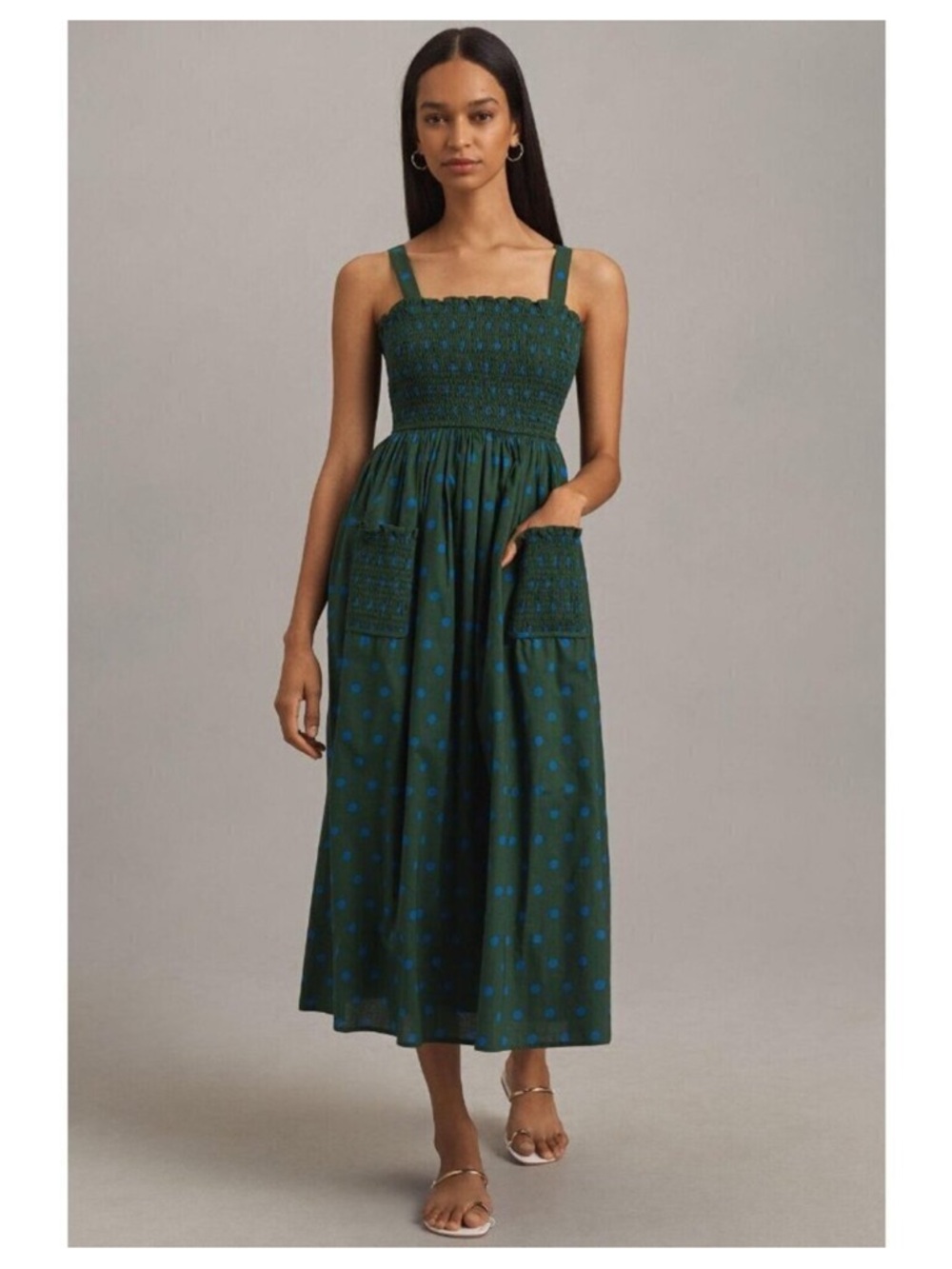 NWT Anthropologie Pinnacle by Shruti Sancheti Smocked A-Line Midi Dress Small